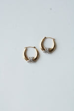 14K Yellow/White Gold X Design Hoop Earrings