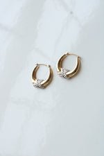 14K Yellow/White Gold X Design Hoop Earrings