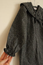 NEW Denim & Co Cheetah Printed Gray and Black Denim Collared Dress with Bow | 5/6