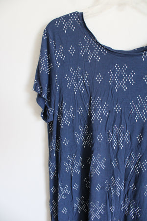 Gap Luxe Navy Blue White Patterned Tee | XL