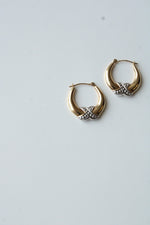 14K Yellow/White Gold X Design Hoop Earrings
