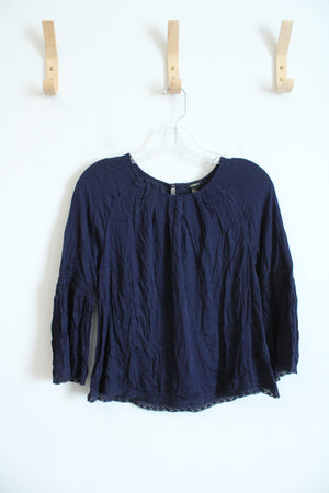 Forever 21 Navy Flutter Sleeve Top | S