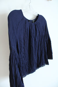 Forever 21 Navy Flutter Sleeve Top | S