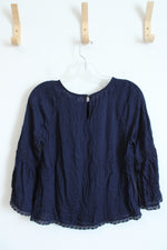 Forever 21 Navy Flutter Sleeve Top | S