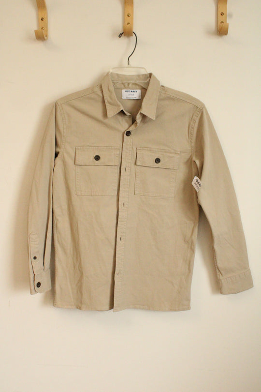 NEW Old Navy Tan Button Down Utility Style Shirt | 14/16