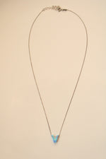 "V" Initial Opal Blue Pendant Sterling Silver Necklace