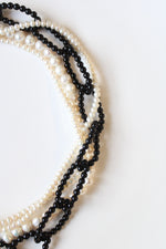 Genuine Pearl & Black Beaded Chai Link Necklace