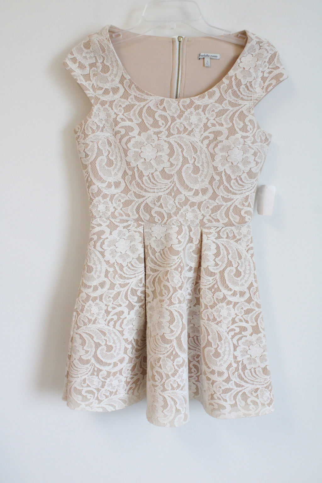 NEW Charlotte Russe Nude & White Lace Dress | S