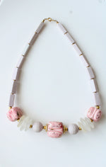 Pink Beaded Vintage Statement Necklace