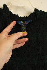 Polo Ralph Lauren Cotton Green and Navy Blue Plaid Layered LS Dress | 6