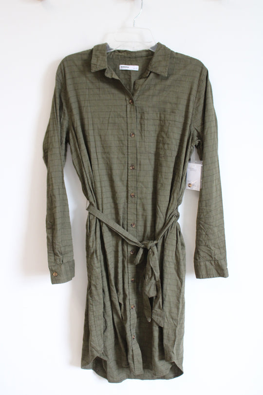 NEW Sonoma Olive Green Button Down Long Sleeved Dress | L