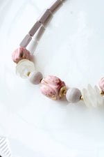 Pink Beaded Vintage Statement Necklace