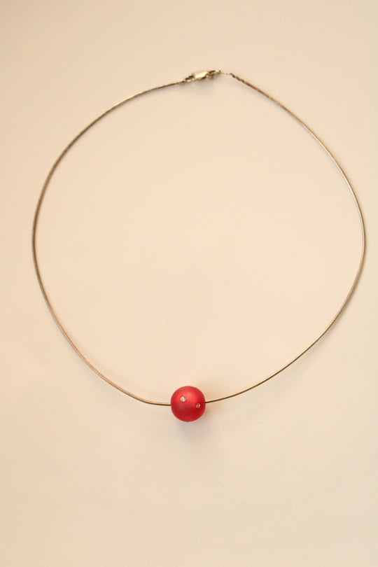 Red Charm Sterling Silver Necklace