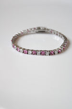 Clear & Pink square Cut Crystal Bracelet