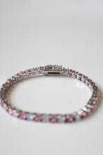 Clear & Pink square Cut Crystal Bracelet