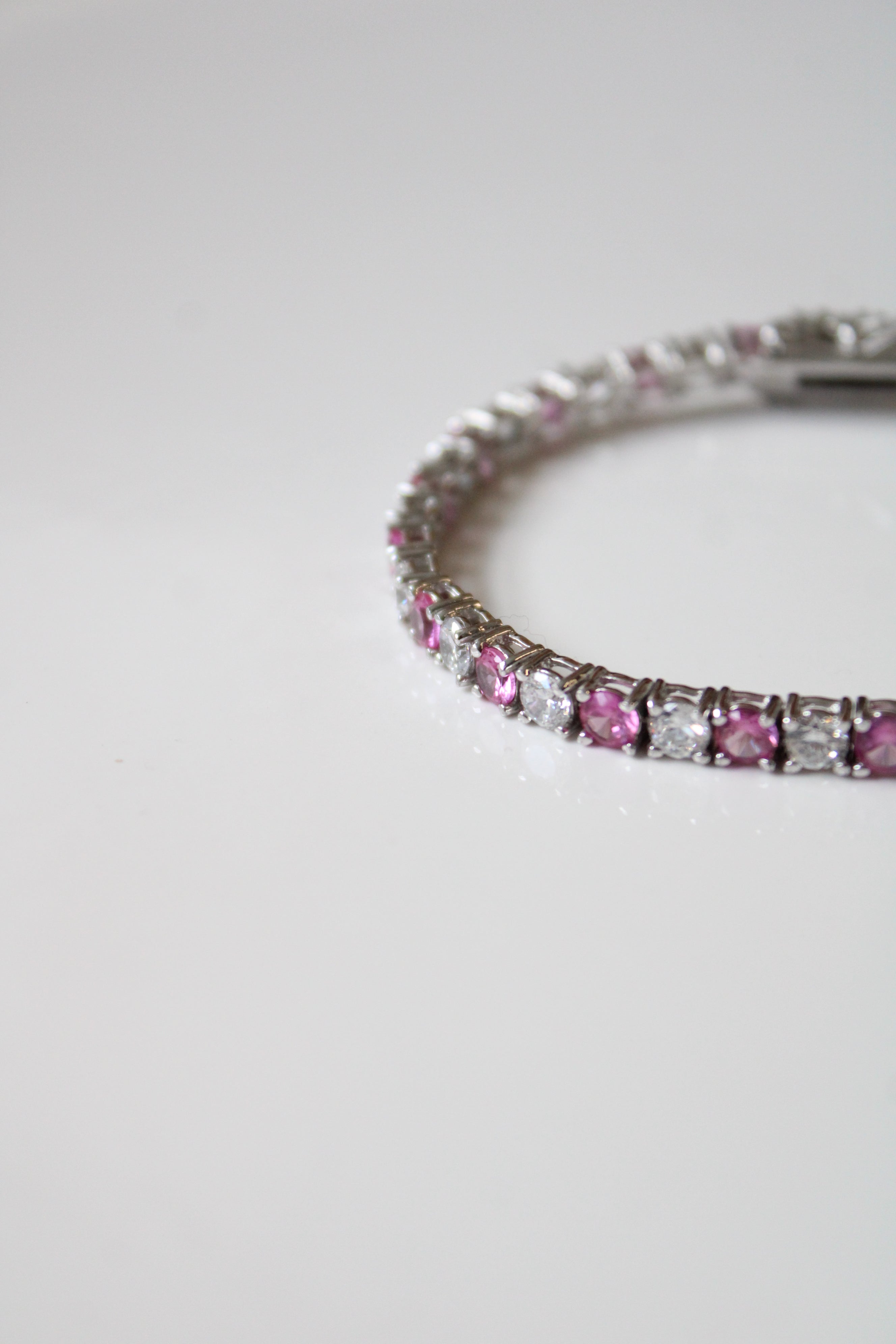 Clear & Pink square Cut Crystal Bracelet