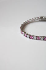 Clear & Pink square Cut Crystal Bracelet