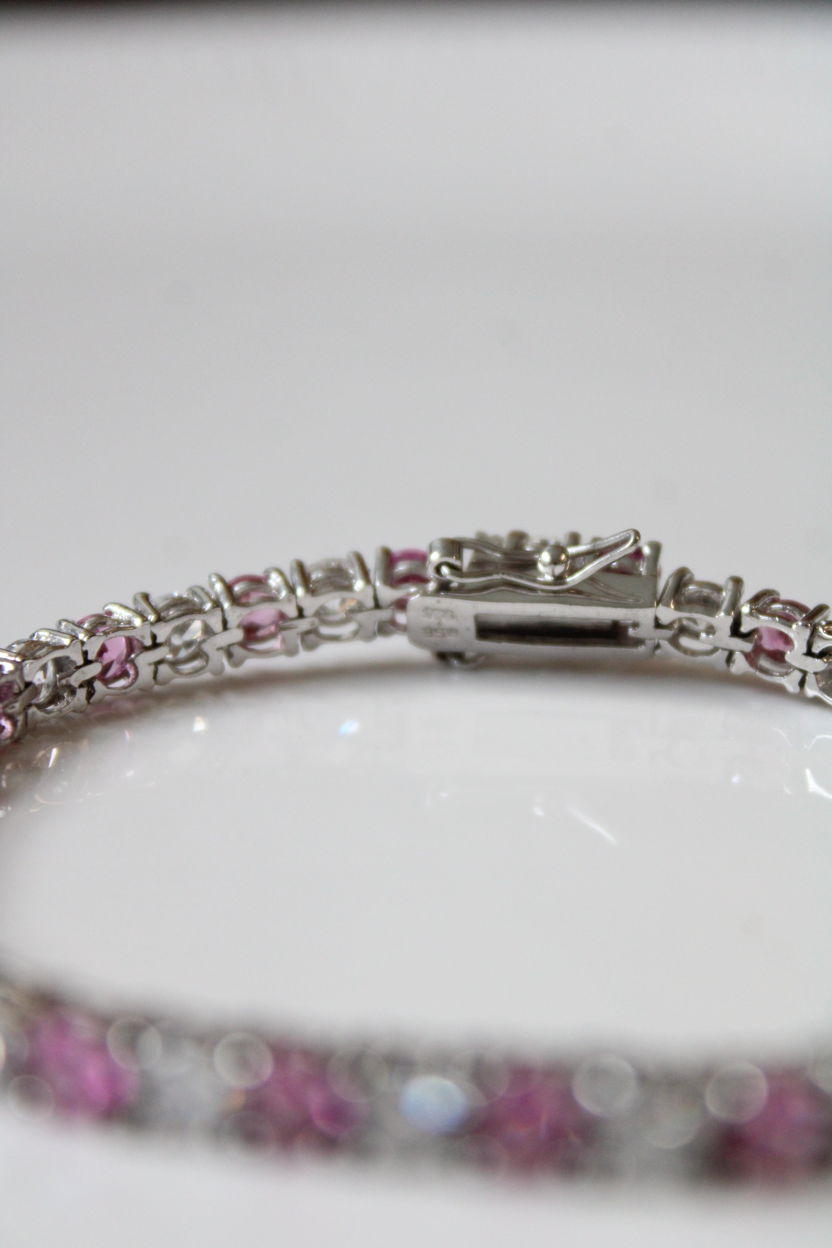 Clear & Pink square Cut Crystal Bracelet