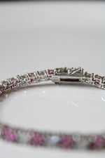 Clear & Pink square Cut Crystal Bracelet
