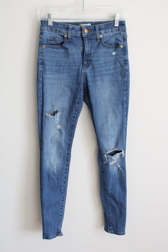 Universal Thread Blue Denim High Rise Skinny Distressed Jeans | 0