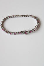 Clear & Pink square Cut Crystal Bracelet