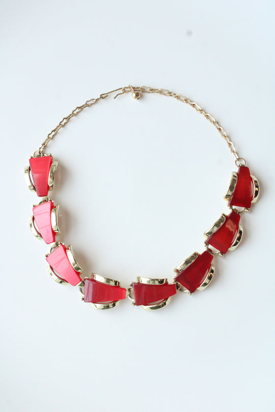 Vintage Charet Art Deco Red 1940's Style Necklace