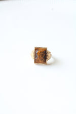 10K Yellow Gold Vintage Tiger's Eye Carved Roman Soldier Cameo Ring | Size 7.5