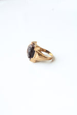 10K Yellow Gold Vintage Tiger's Eye Carved Roman Soldier Cameo Ring | Size 7.5