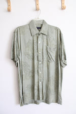 Tommy Green Tropical Print Button Down Shirt | XXXL