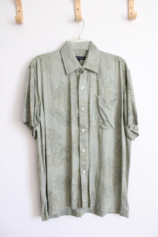 Tommy Green Tropical Print Button Down Shirt | XXXL