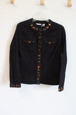 Laura Ashely Black Denim Beaded Jacket | S