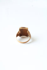 10K Yellow Gold Vintage Tiger's Eye Carved Roman Soldier Cameo Ring | Size 7.5