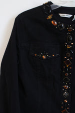 Laura Ashely Black Denim Beaded Jacket | S