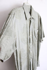Tommy Green Tropical Print Button Down Shirt | XXXL
