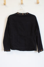 Laura Ashely Black Denim Beaded Jacket | S