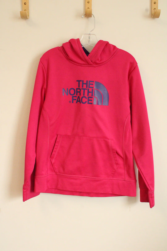 The North Face Pink and Purple Logo Hooded Sweatshirt | 14/16