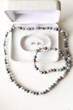 Blue & Gray Genuine Pearl 3 Piece Jewelry Set
