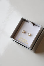 14K Yellow Gold Cubic Zirconia Clear Stone Stud Earrings