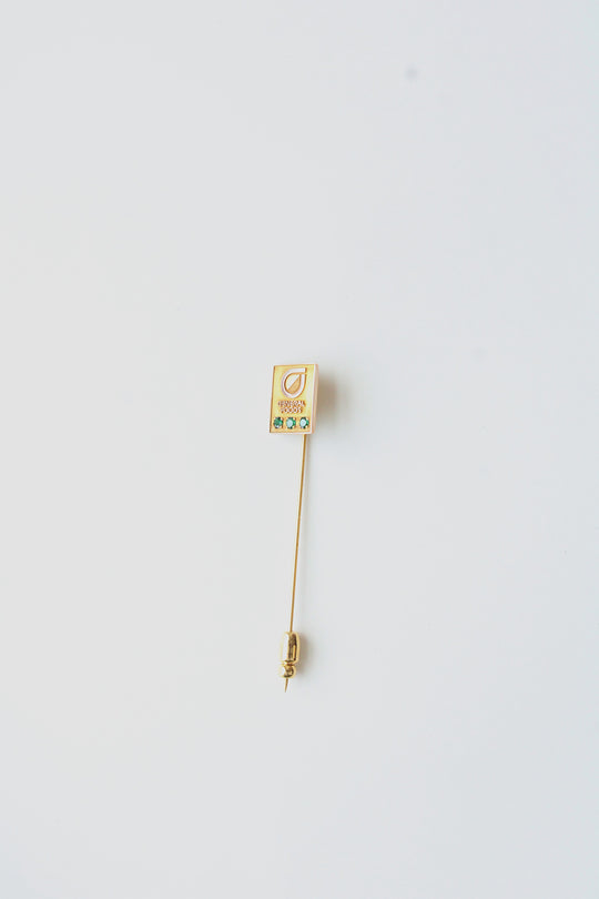 10K Yellow Gold General Foods Emerald Pin