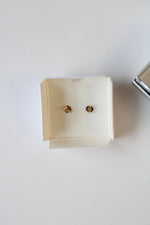 14K Yellow Gold Cubic Zirconia Clear Stone Stud Earrings