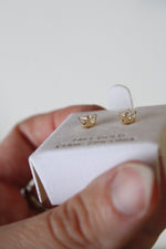 14K Yellow Gold Cubic Zirconia Clear Stone Stud Earrings