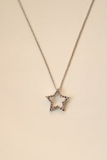 Star Crystal Bezzled Pendant Sterling Silver Necklace