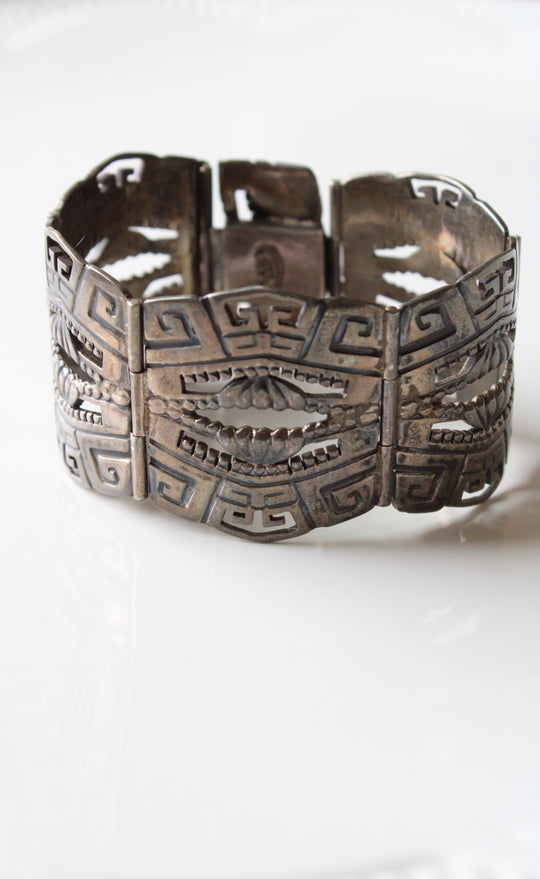 Vintage Aztec Sterling Silver Saul Bracelet