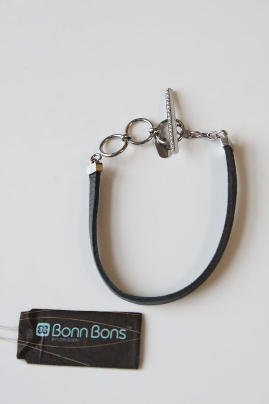 NEW Bonn Bons By Lori Bonn Black Leather Toggle Bracelet