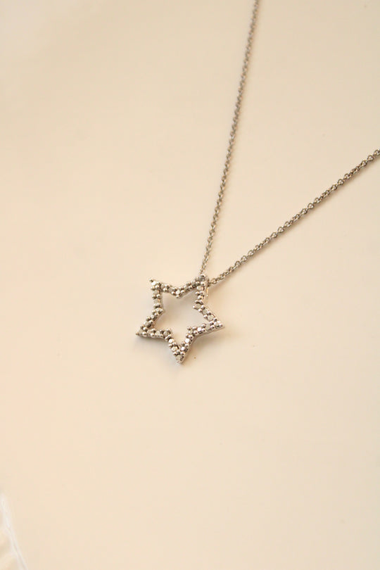 Star Crystal Bezzled Pendant Sterling Silver Necklace