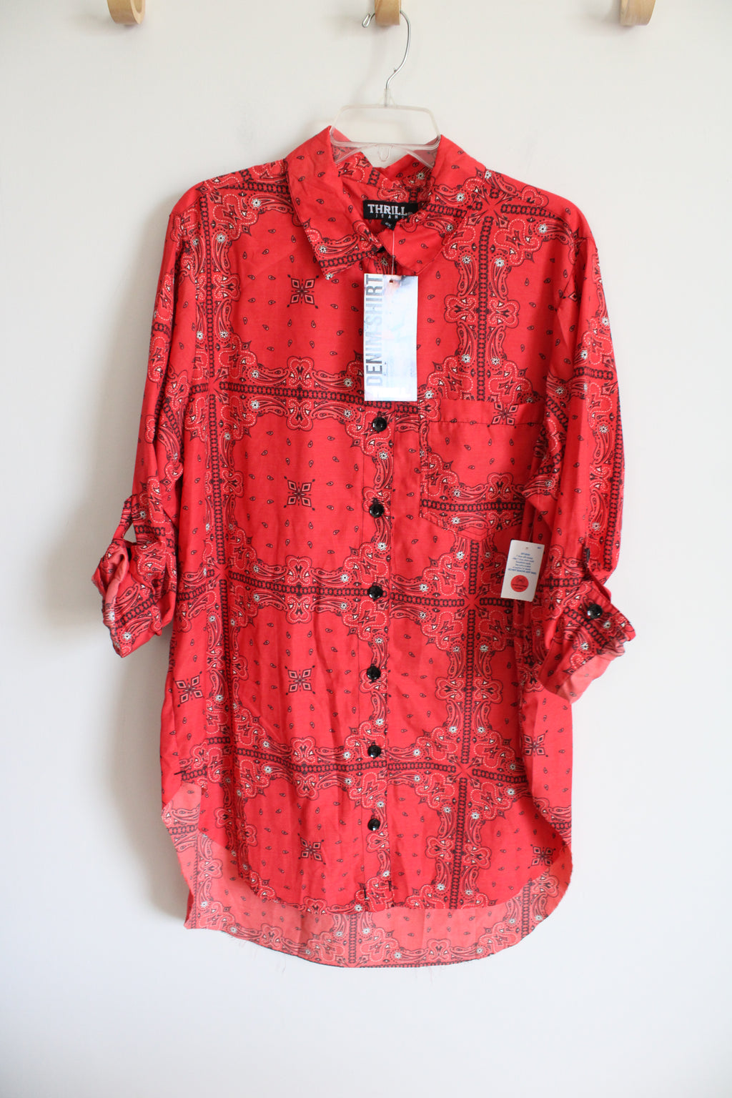 NEW Thrill Jeans Red Paisley Button Down | 2X