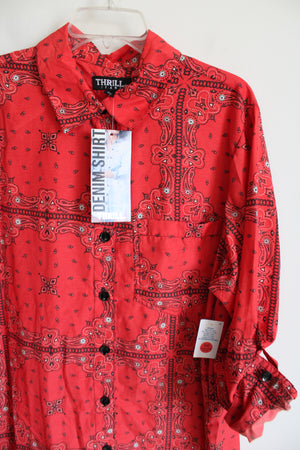 NEW Thrill Jeans Red Paisley Button Down | 2X