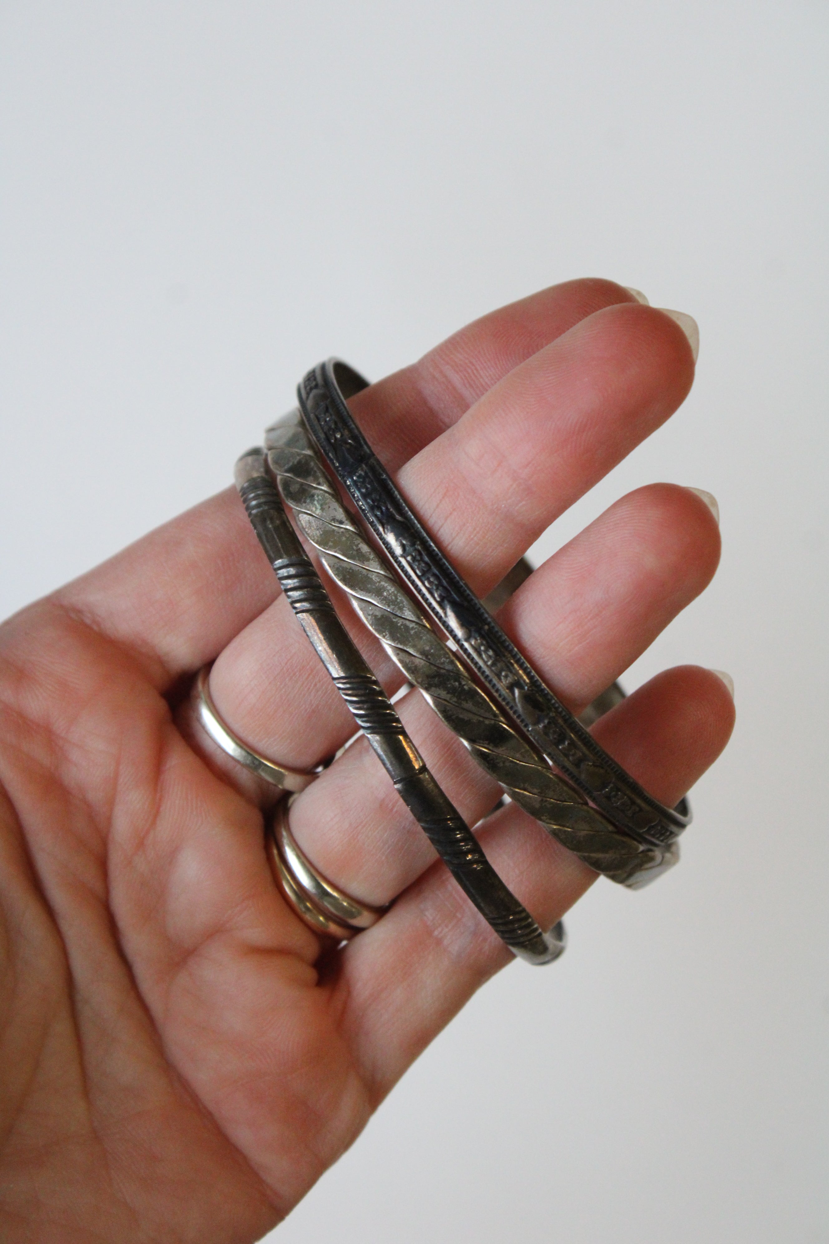 Sterling Silver Bangle Bracelets | Set Of 3