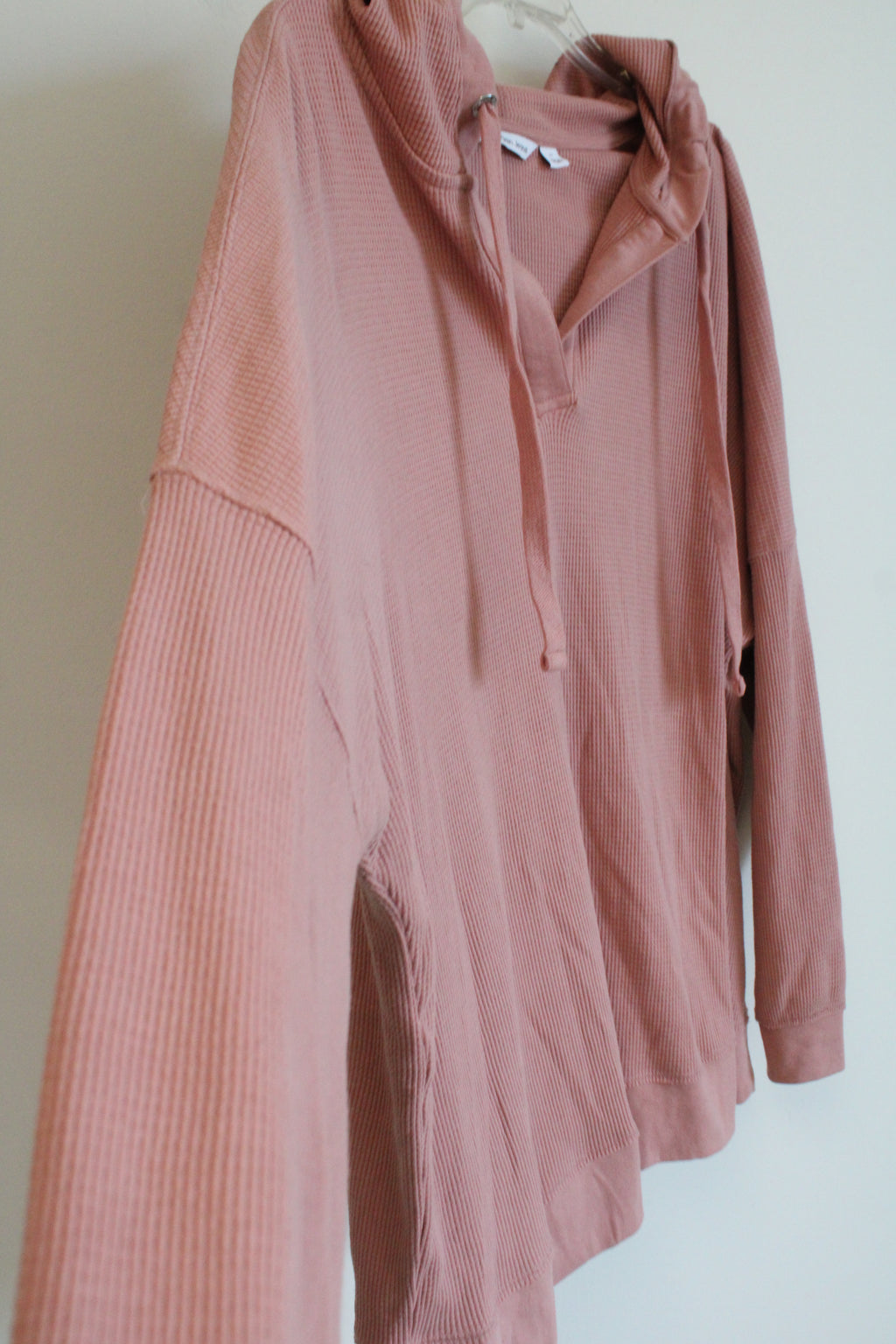 Calvin Klein Jeans Dusty Pink Waffle Knit Slouchy Hoodie | 2X