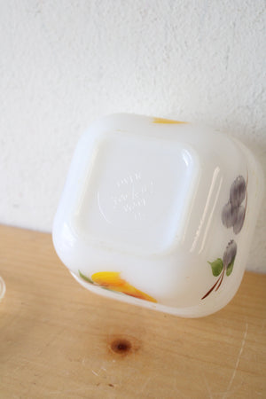 Vintage Fire King Gay Fad Hand Painted Fruit Refrigerator Dish Container